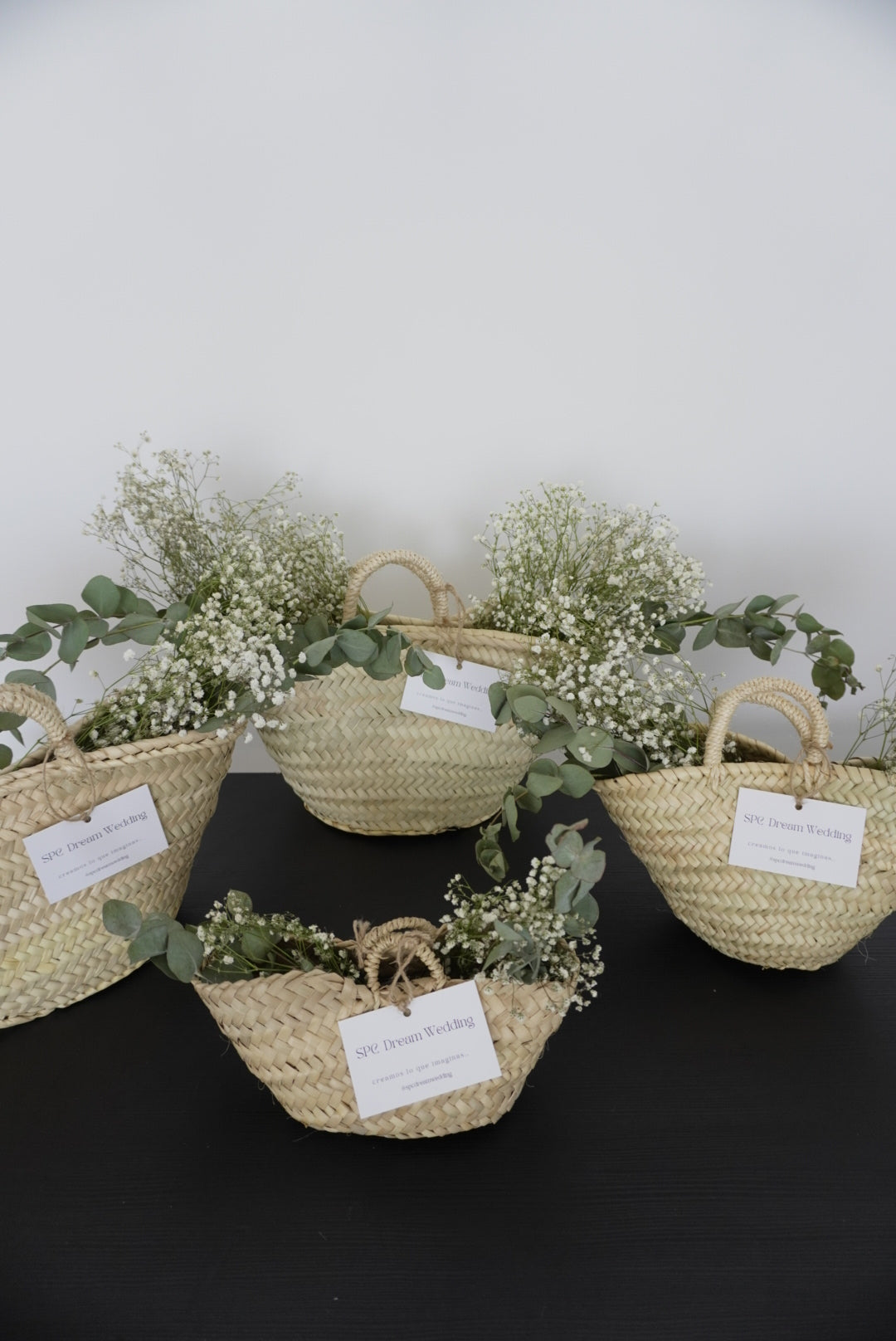 Cesta con flores PAJES BODA- Se personalizan con Diadema - SPC DREAM WEDDING